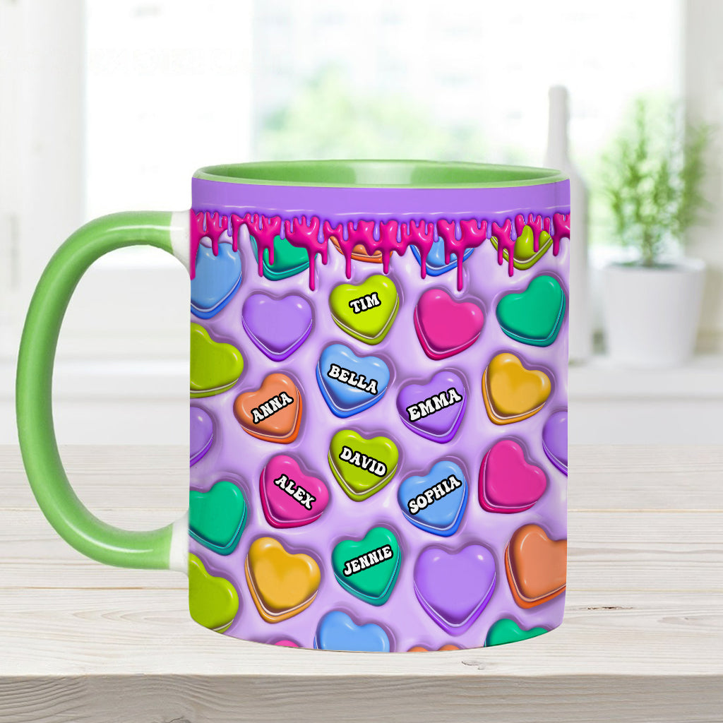 Touche ce cœur, je t'aime mamie, mamie, mamie, maman - Mug personnalisé pour maman