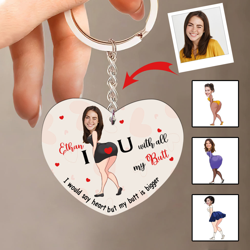 Je t'aime de tout mon cœur - Porte-clés personnalisé pour couple avec photo et nom - Je t'aime de tout mon être