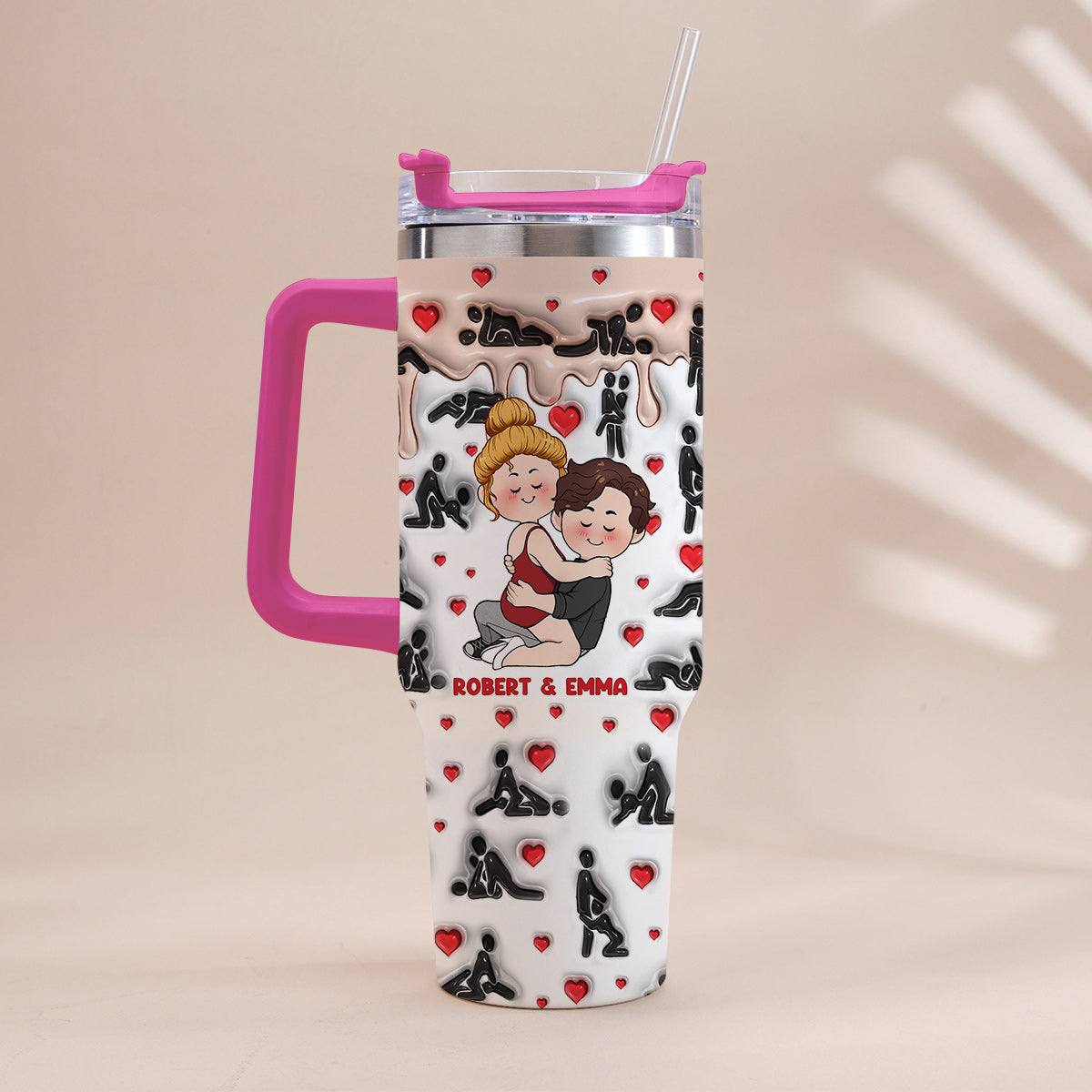 My Favorite Thing To Do Is You - Personalized Couple Tumbler With Handle