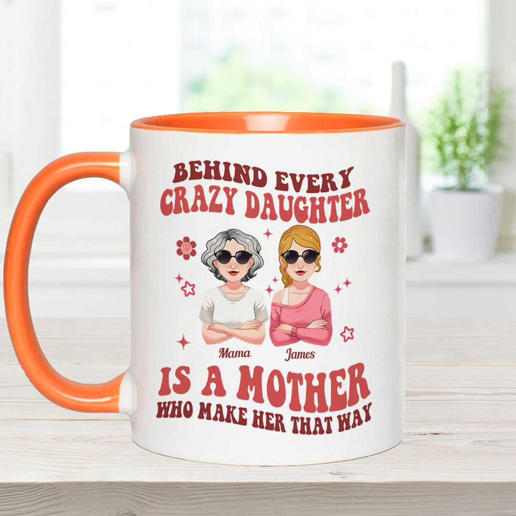 Derrière chaque fille/fils fou/folle - Mug personnalisé pour maman