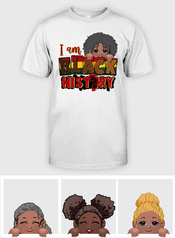 Je suis l'histoire des Noirs - T-shirt et sweat à capuche personnalisés pour Afro-Américains