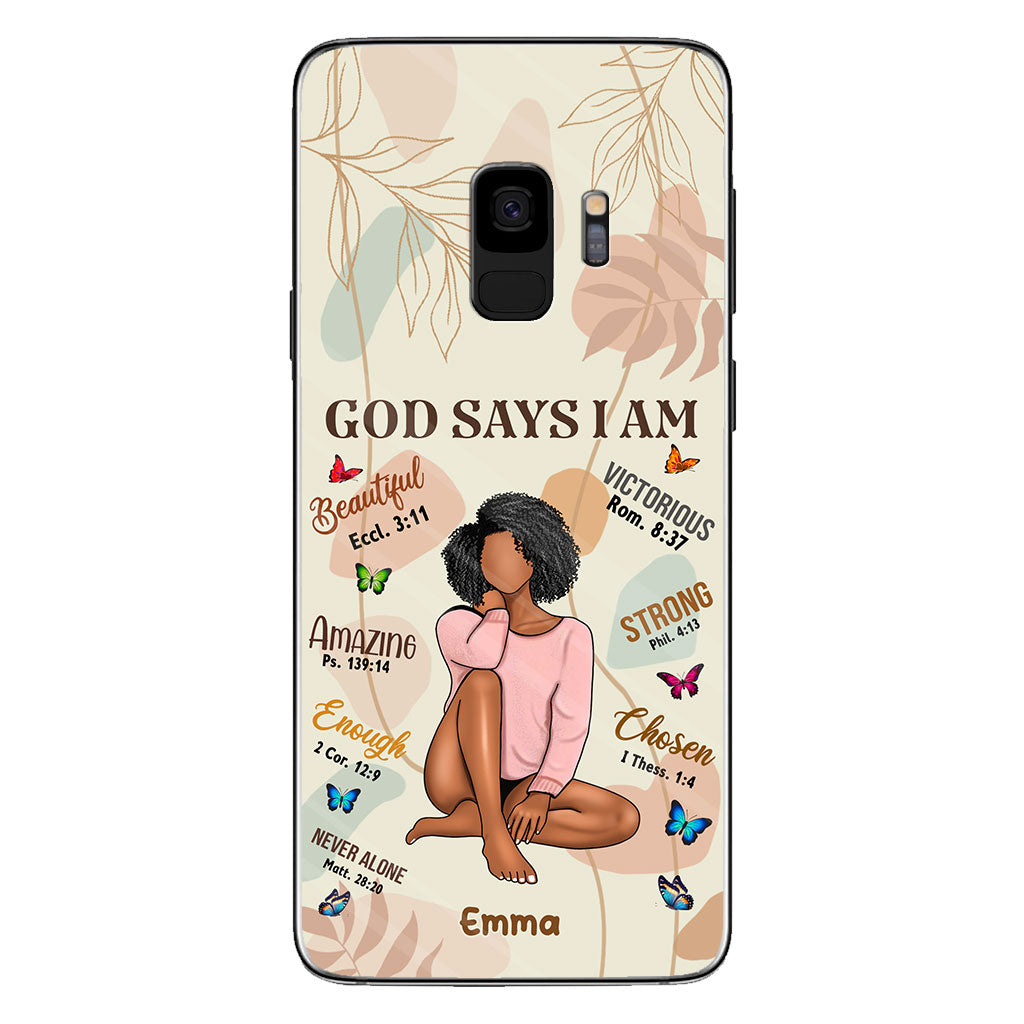 God Says I Am - Personalized African American Phone Case