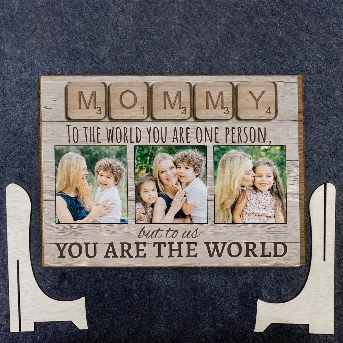 Mère, Père, Pour le monde, Tu es une seule personne - Photo personnalisée - Plaque en bois double couche - Décoration murale personnalisée pour maman