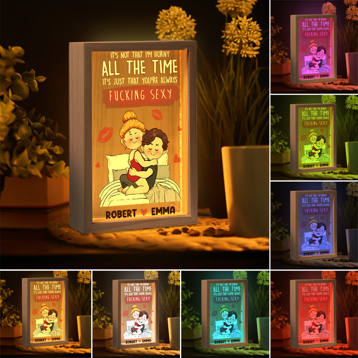 Je t'aime - Cadre photo personnalisé pour couple avec boîte lumineuse