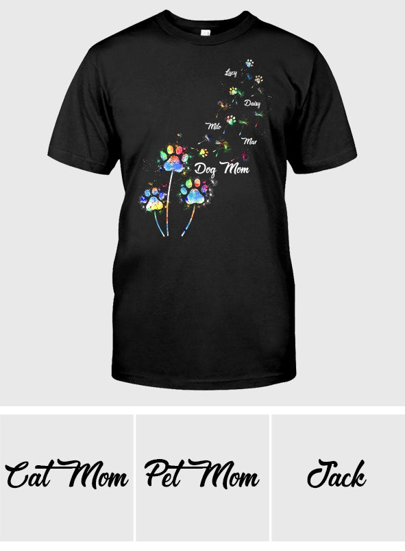 Maman de chien/Maman de chat/Maman d'animal de compagnie - T-shirt et sweat à capuche personnalisés avec pissenlit coloré - Motif chien