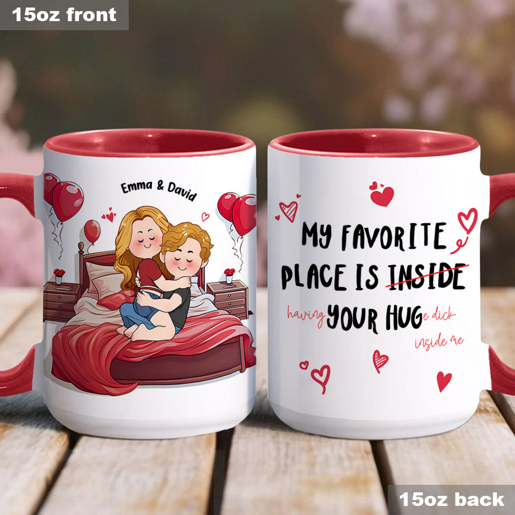 Mon endroit préféré, c'est ton énorme D en moi - Mug personnalisé pour couple