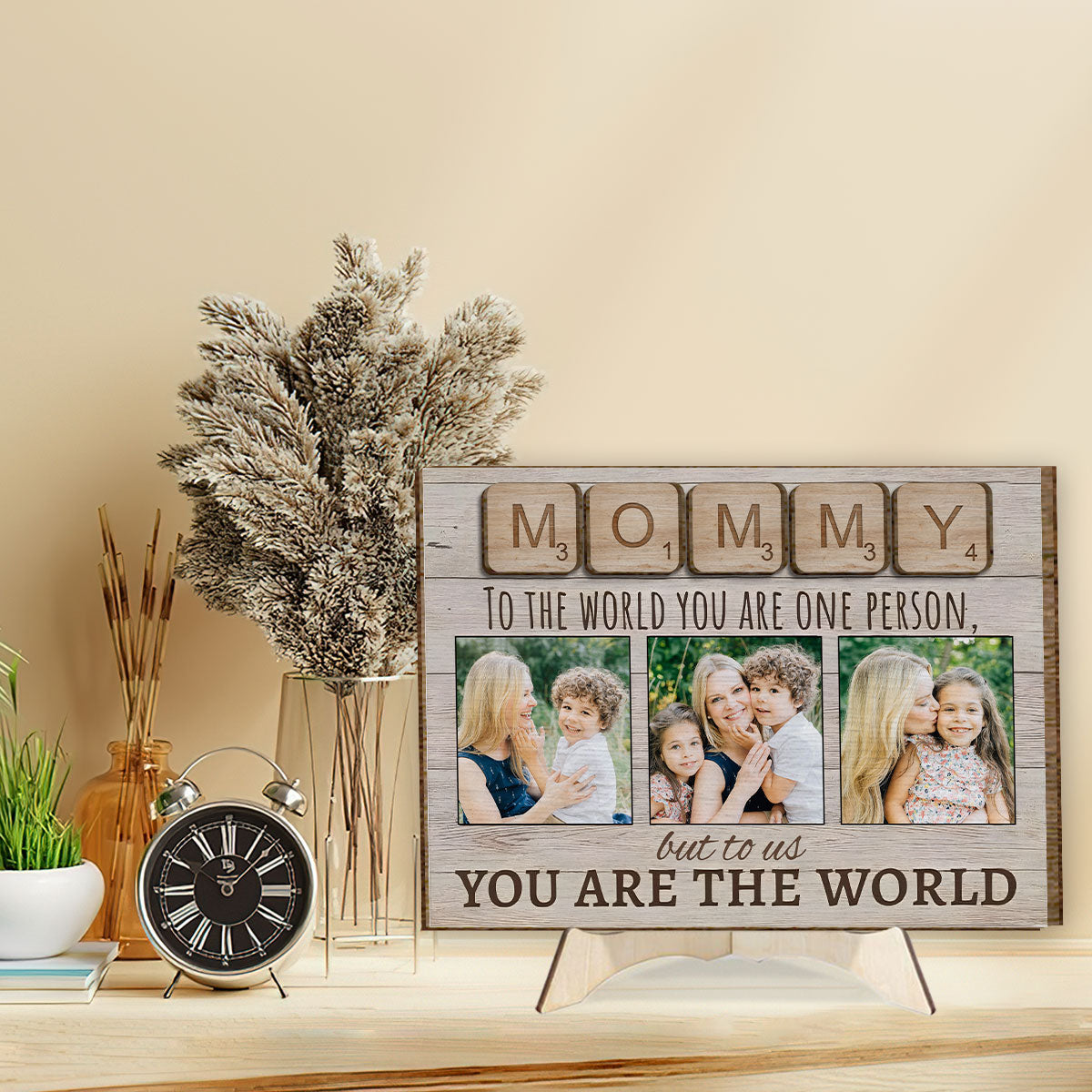 Mère, Père, Pour le monde, Tu es une seule personne - Photo personnalisée - Plaque en bois double couche - Décoration murale personnalisée pour maman