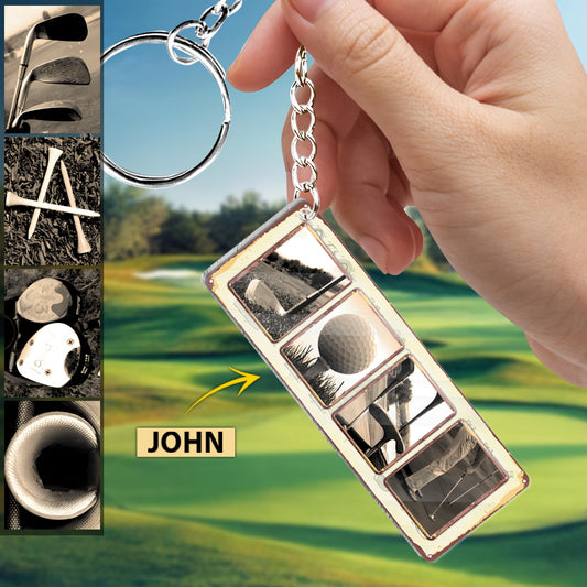 Porte-clés de golf personnalisé Vintage Golf - Nom personnalisé