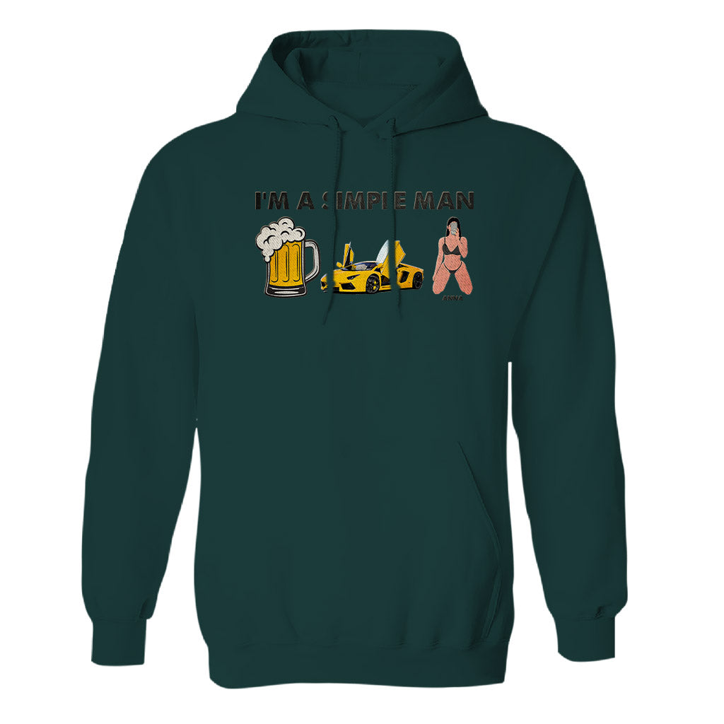 I'm A Simple Man - Personalized Couple Embroidered Hoodie