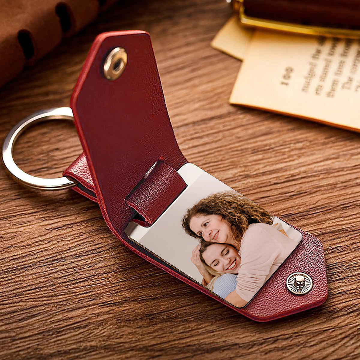 Custom Mother Photo - Personalized Mother Leather Photo Keychain