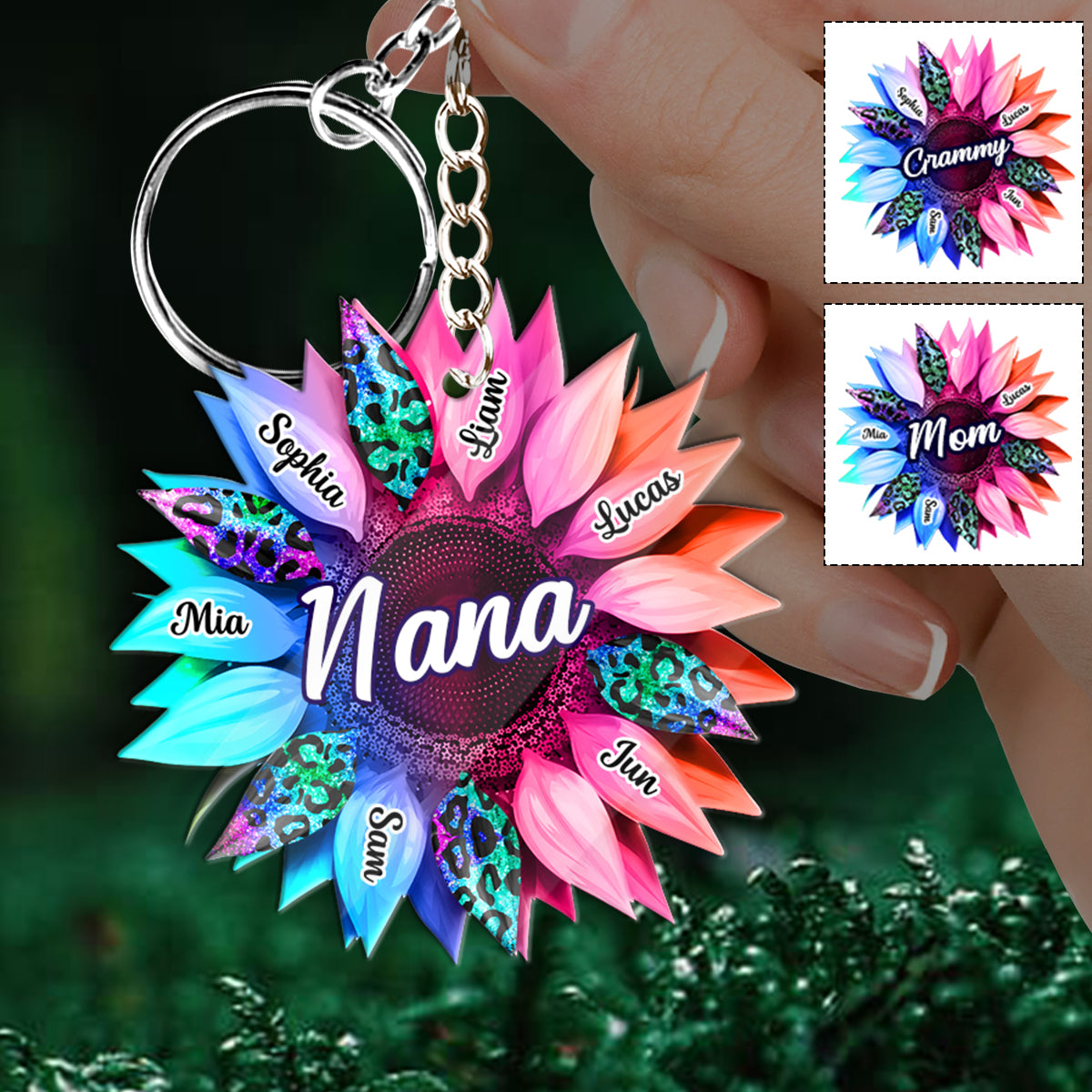 Grand-mère Maman Tournesol - Porte-clés personnalisé Grand-mère