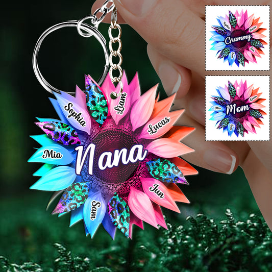 Grand-mère Maman Tournesol - Porte-clés personnalisé Grand-mère