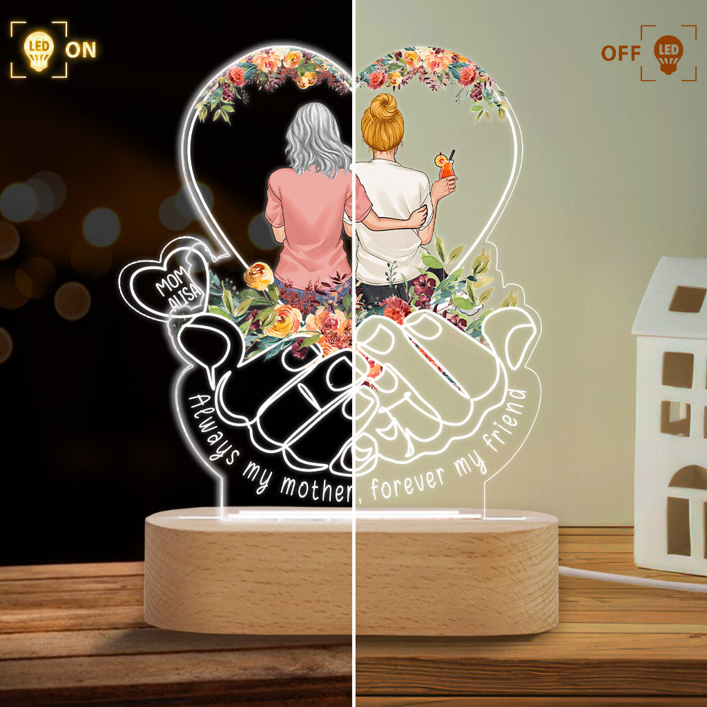 Toujours ma mère, pour toujours mon amie - Plaque lumineuse personnalisée en forme de mère
