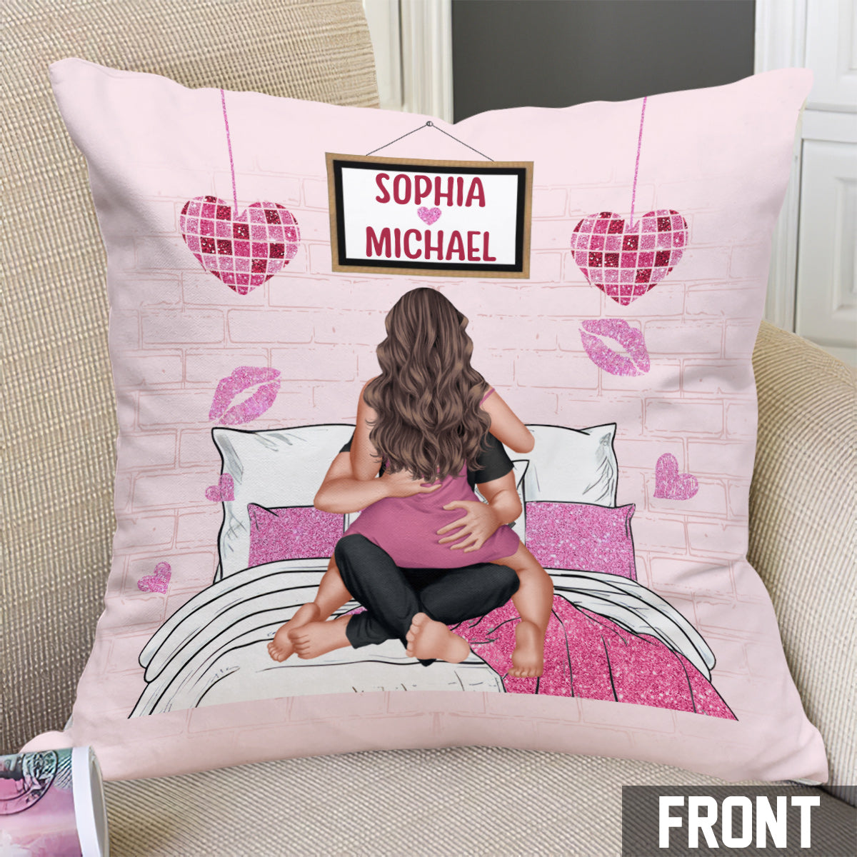 Coussin décoratif personnalisé pour couple « À l’époque de mon amour »
