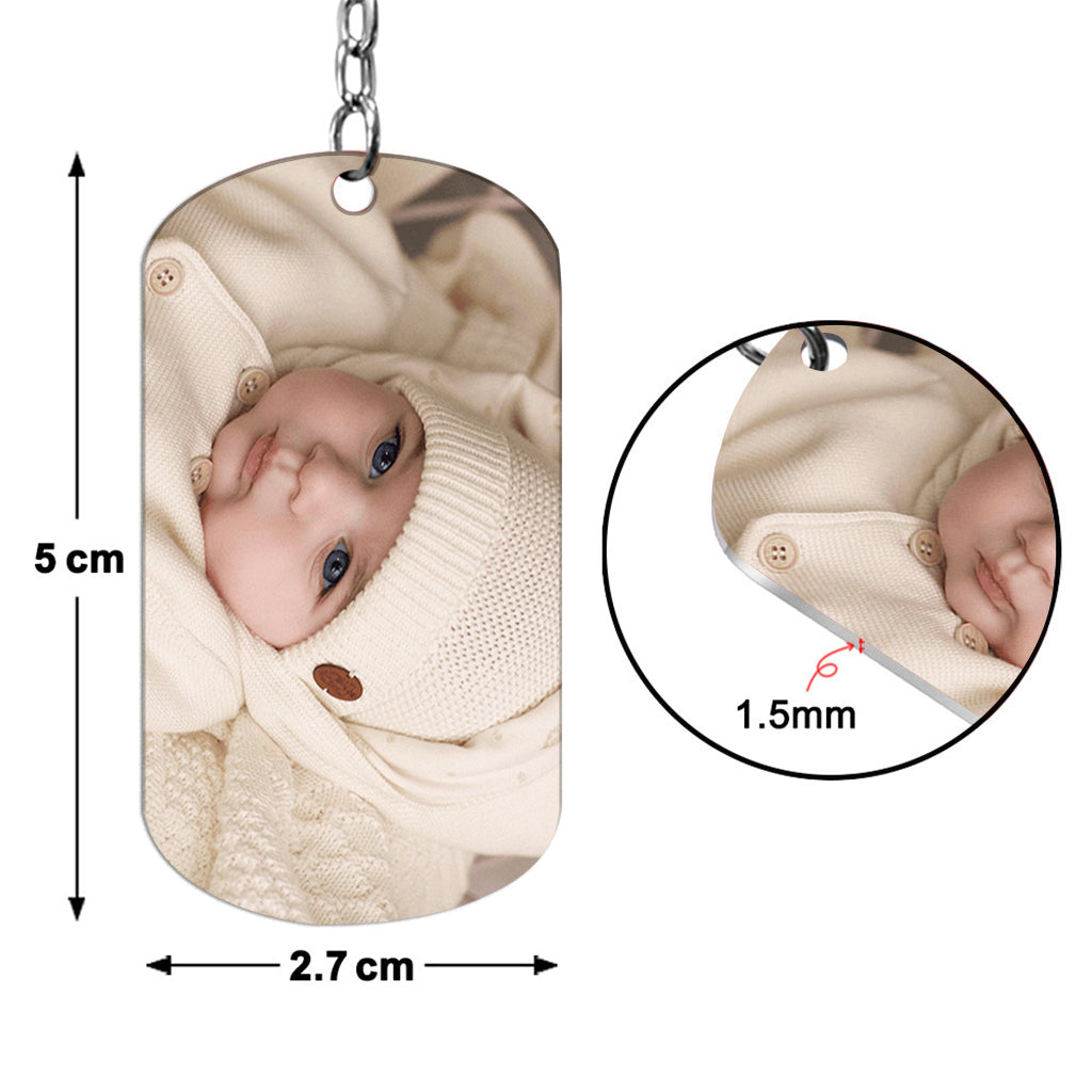 Calendrier photo personnalisé « Le jour où tu es devenu(e) ma maman/mon papa » - Porte-clés personnalisé en acier inoxydable pour maman