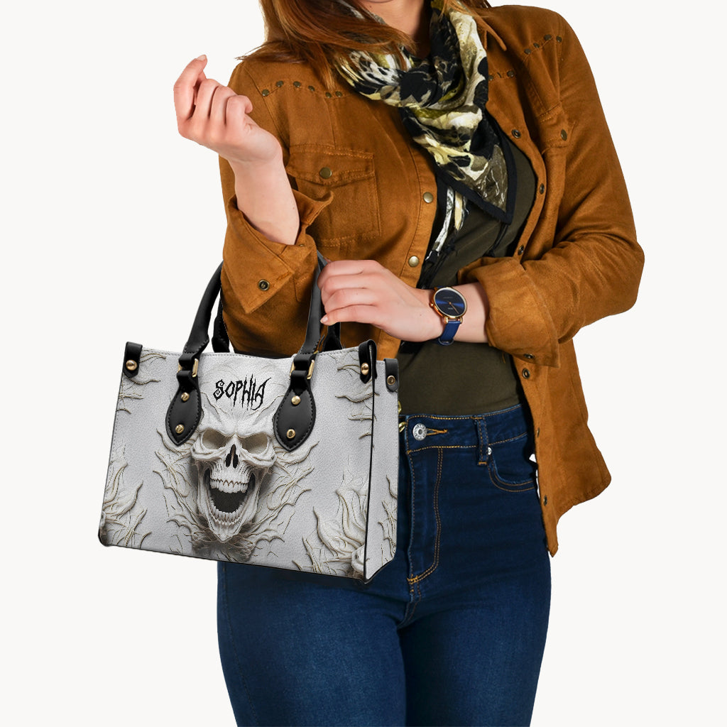 Beautiful White Skeleton - Personalized Skull Leather Handbag