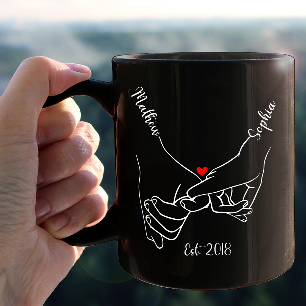 Mug personnalisé pour couples « Main dans la main »