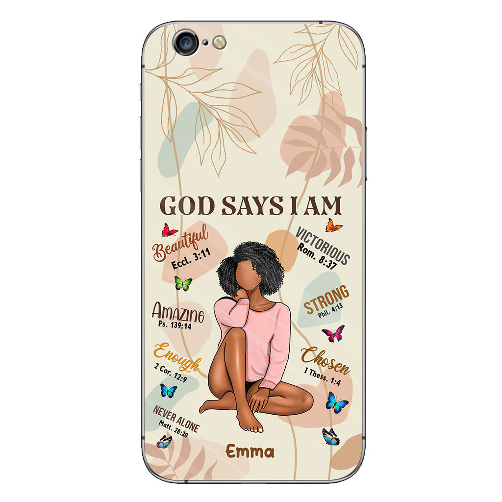 God Says I Am - Personalized African American Phone Case