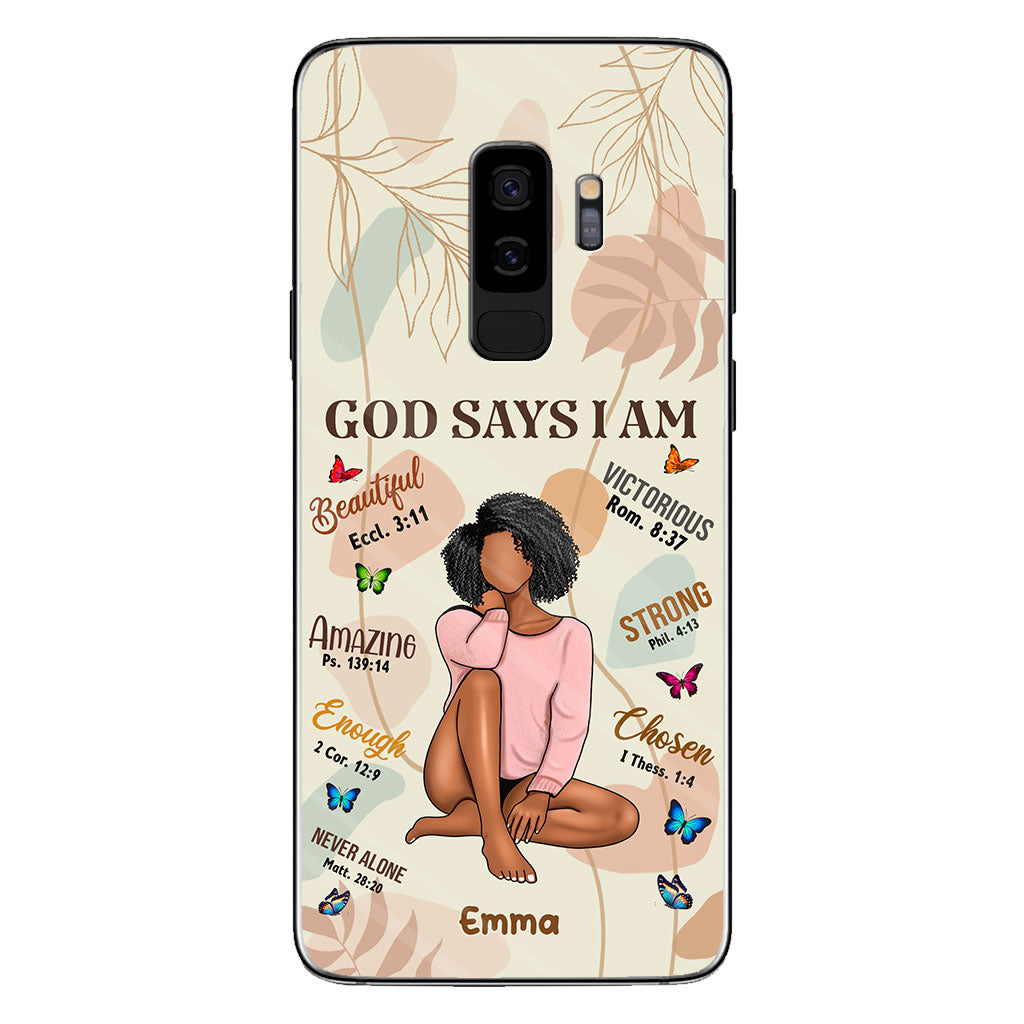 God Says I Am - Personalized African American Phone Case
