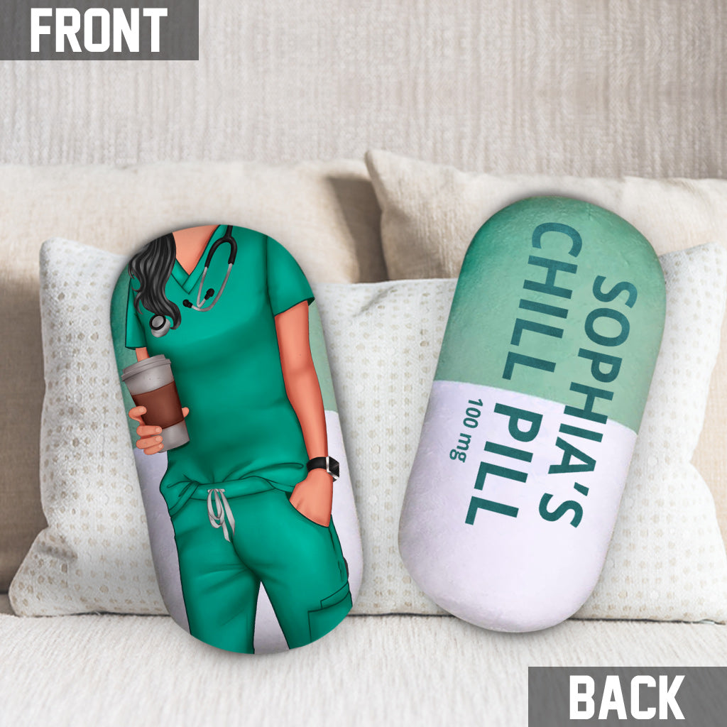 Oreiller personnalisé en forme d'infirmière - Nurse Chill Pill