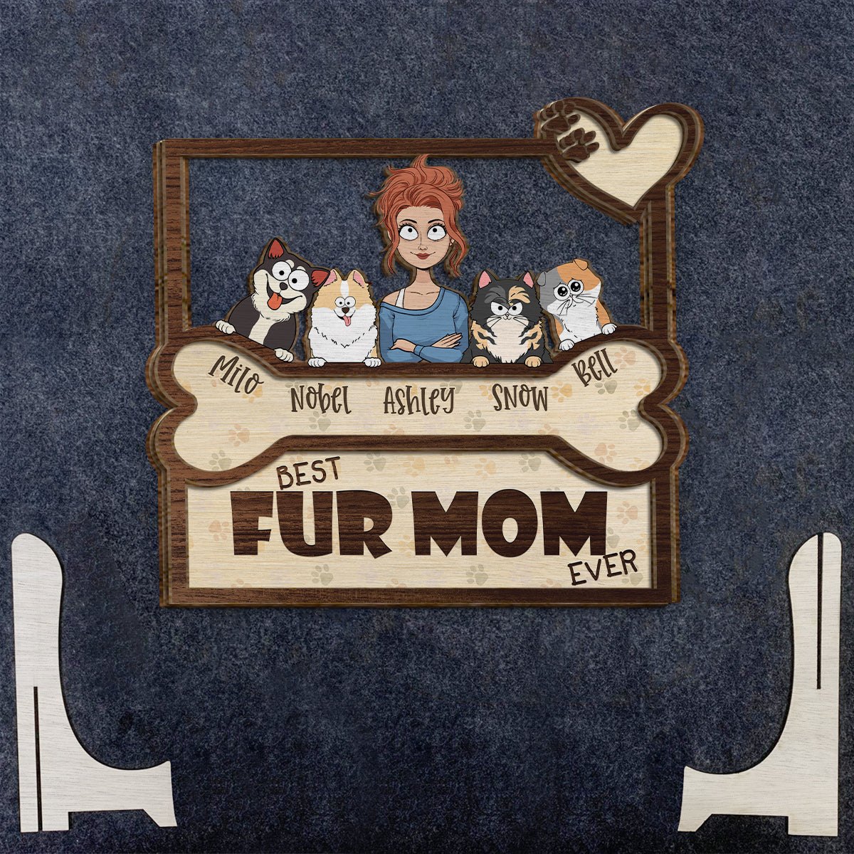 Meilleur papa et maman de chien au monde - Plaque en bois personnalisée à 2 couches