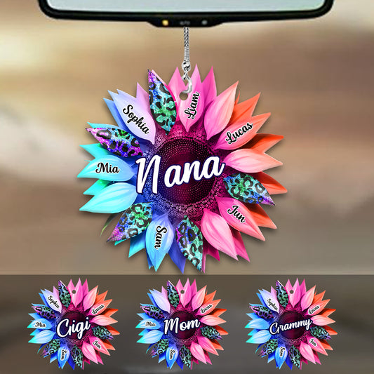 Tournesol Mamie Maman - Ornement de voiture personnalisé pour grand-mère