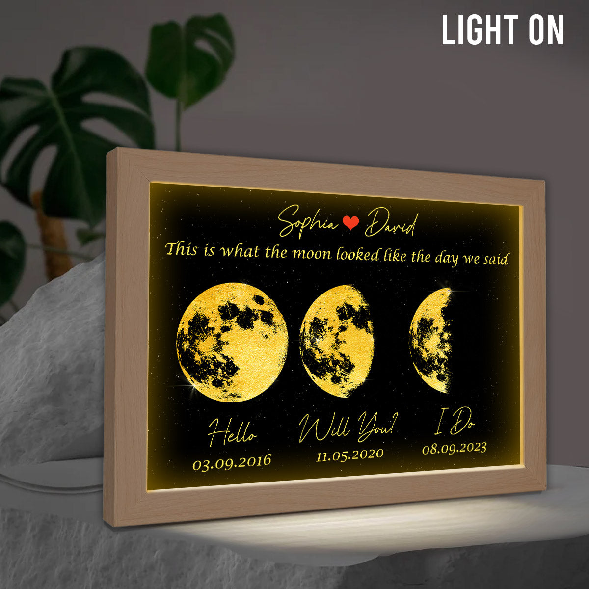 The Moon Look Like This - Personalized Couple Light Photo Frame