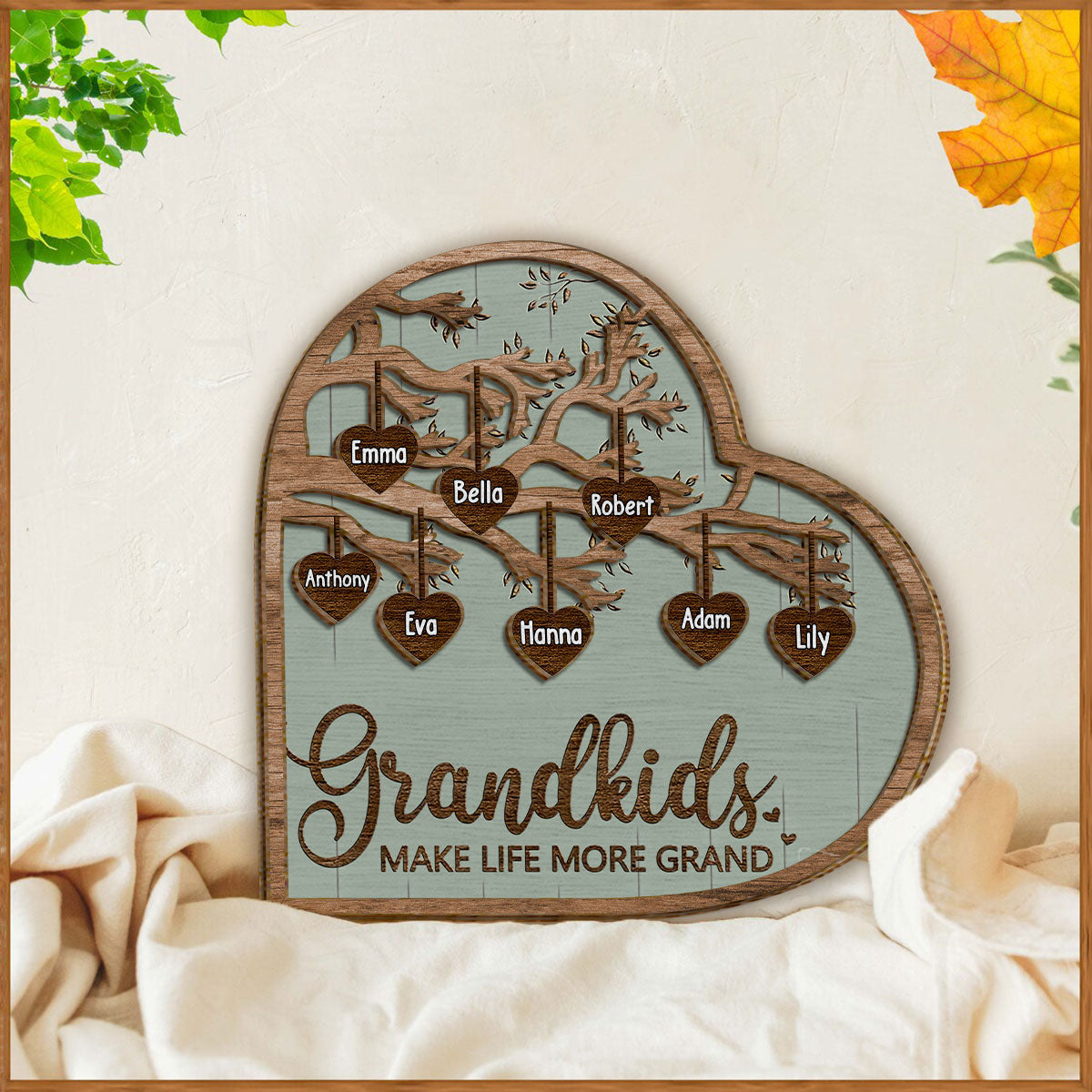 Les petits-enfants rendent la vie plus belle - Plaque en bois personnalisée pour grand-mère (2 couches)
