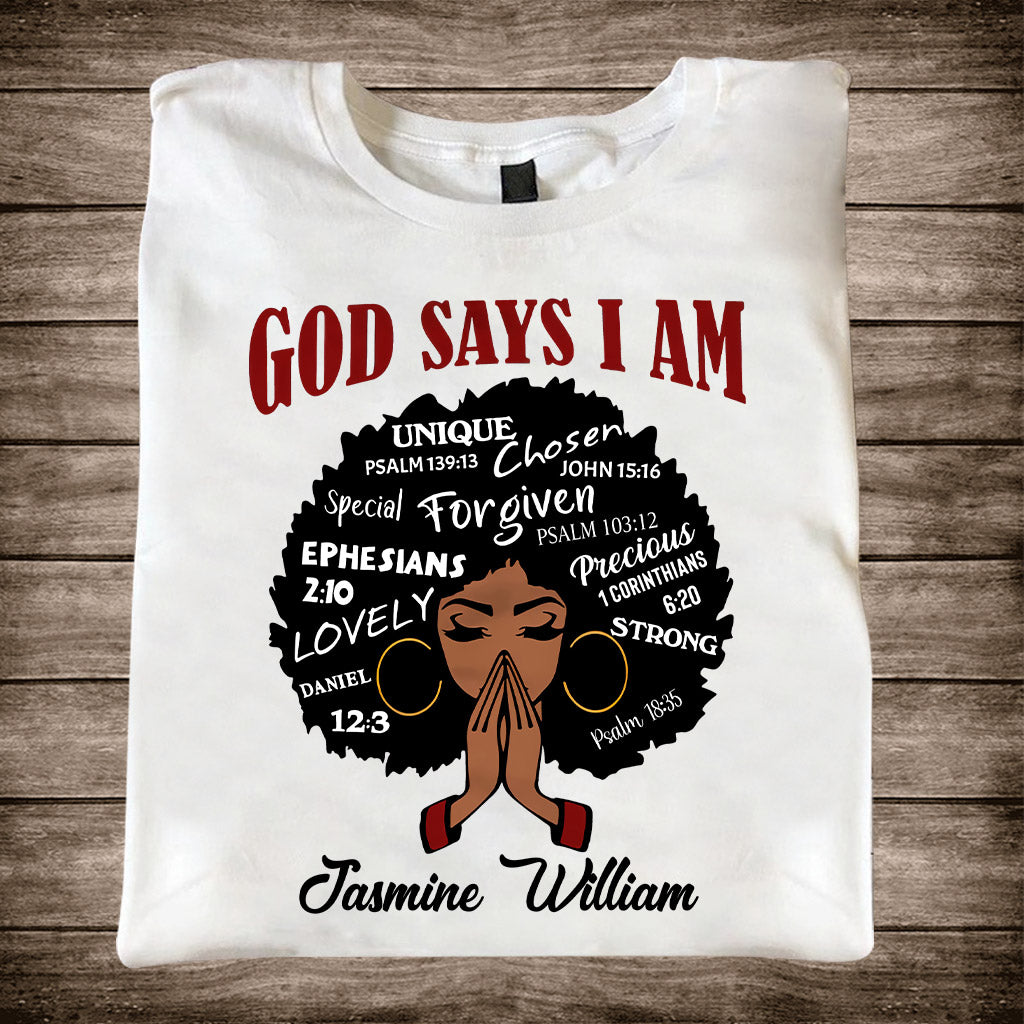 Dieu dit que je suis - T-shirt et sweat à capuche personnalisés pour afro-américains