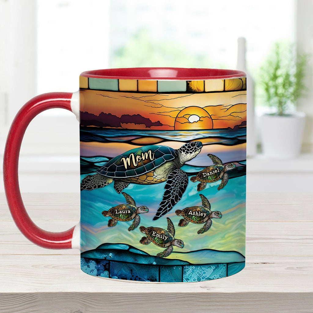 I Love You To The Beach And Back Turtle Mother And Children - Personalized Turtle Accent Mug