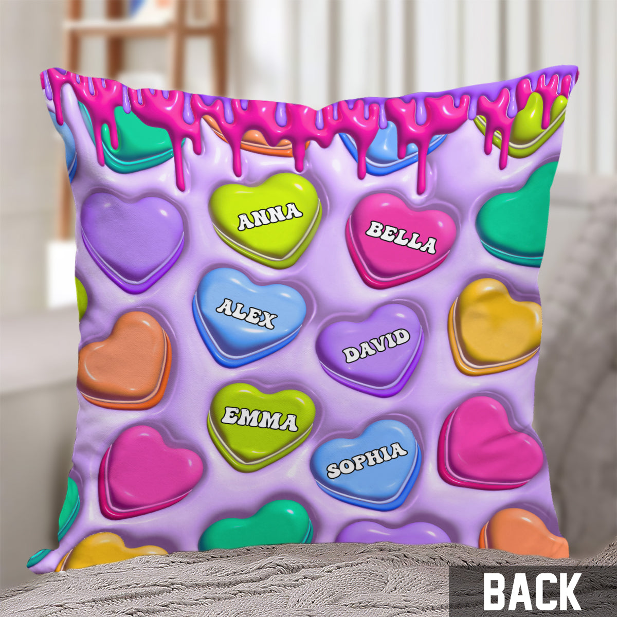 Touche ce cœur, je t'aime mamie, nana, gigi - Coussin décoratif personnalisé pour grand-mère