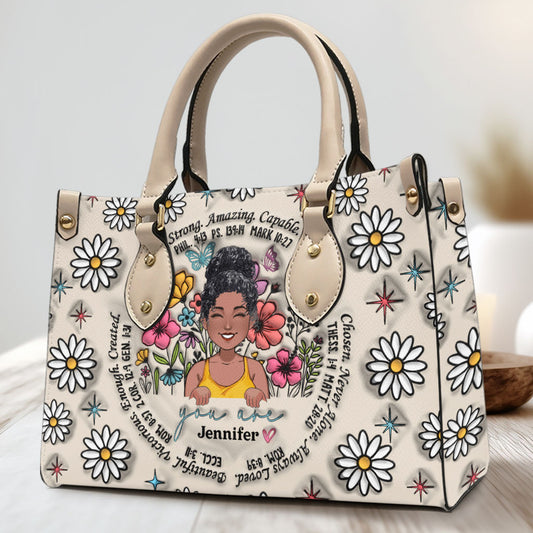 Dieu dit que tu l'es - Sac à main personnalisé en cuir afro-américain