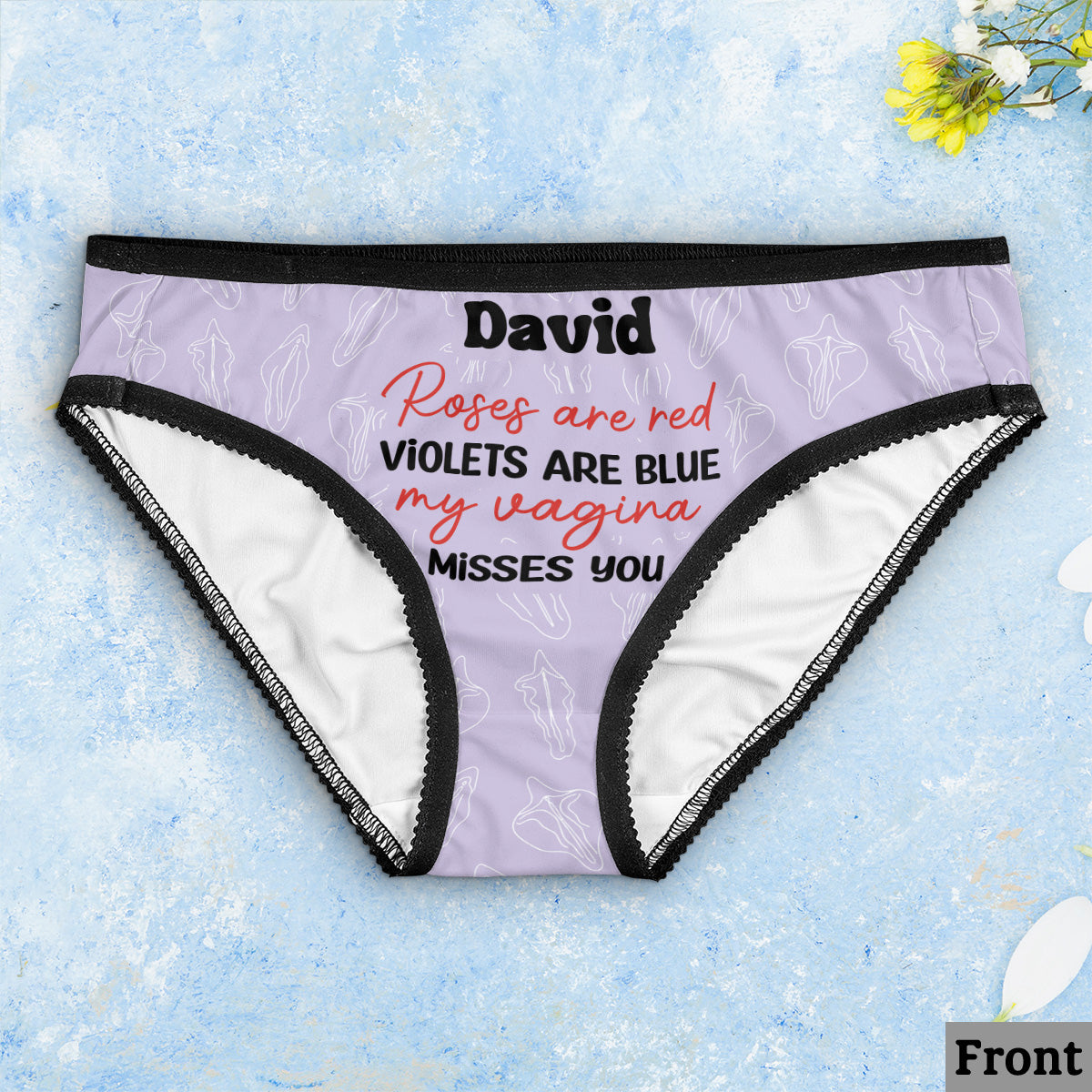 Mon vagin te manque - Culottes personnalisées pour couples avec bordure en dentelle