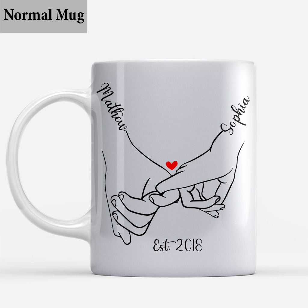 Mug personnalisé pour couples « Main dans la main »
