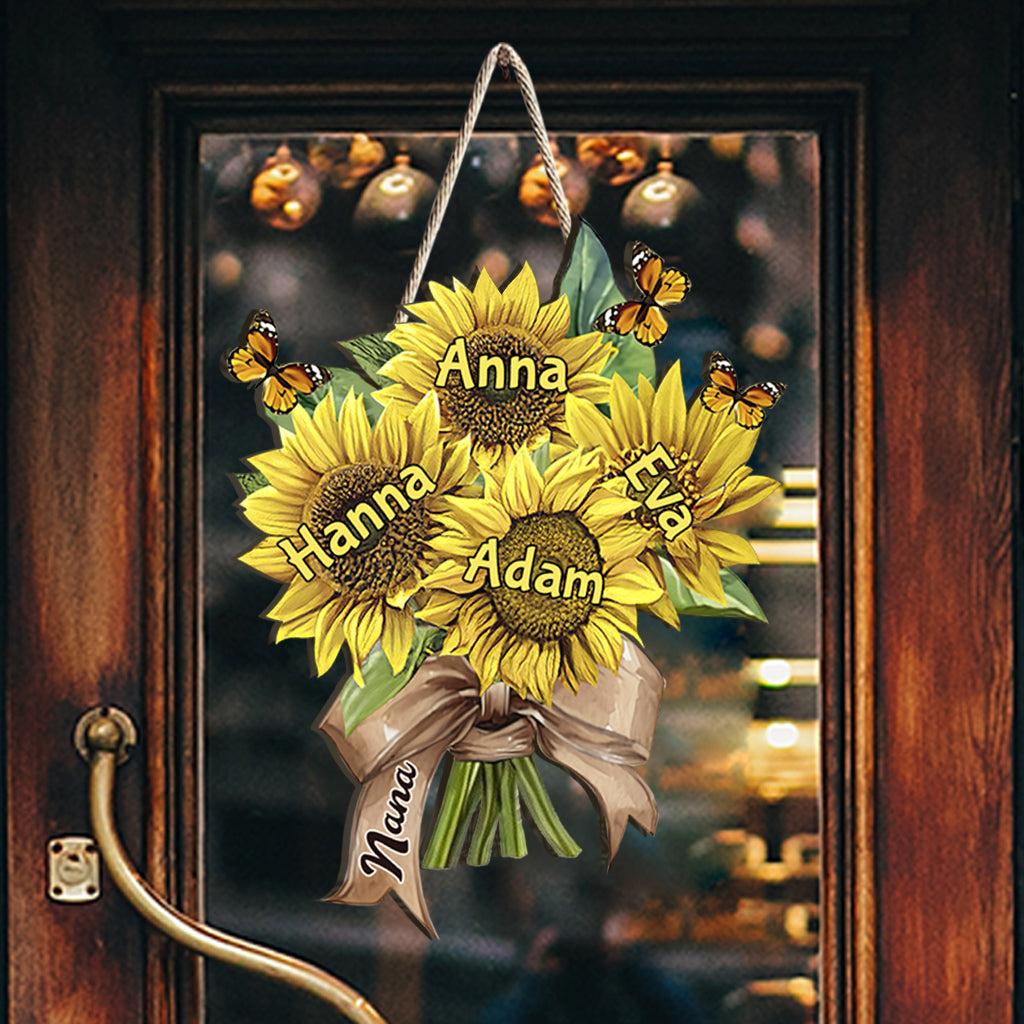 Tournesols de la maman de grand-mère - Panneau en bois personnalisé en forme de grand-mère