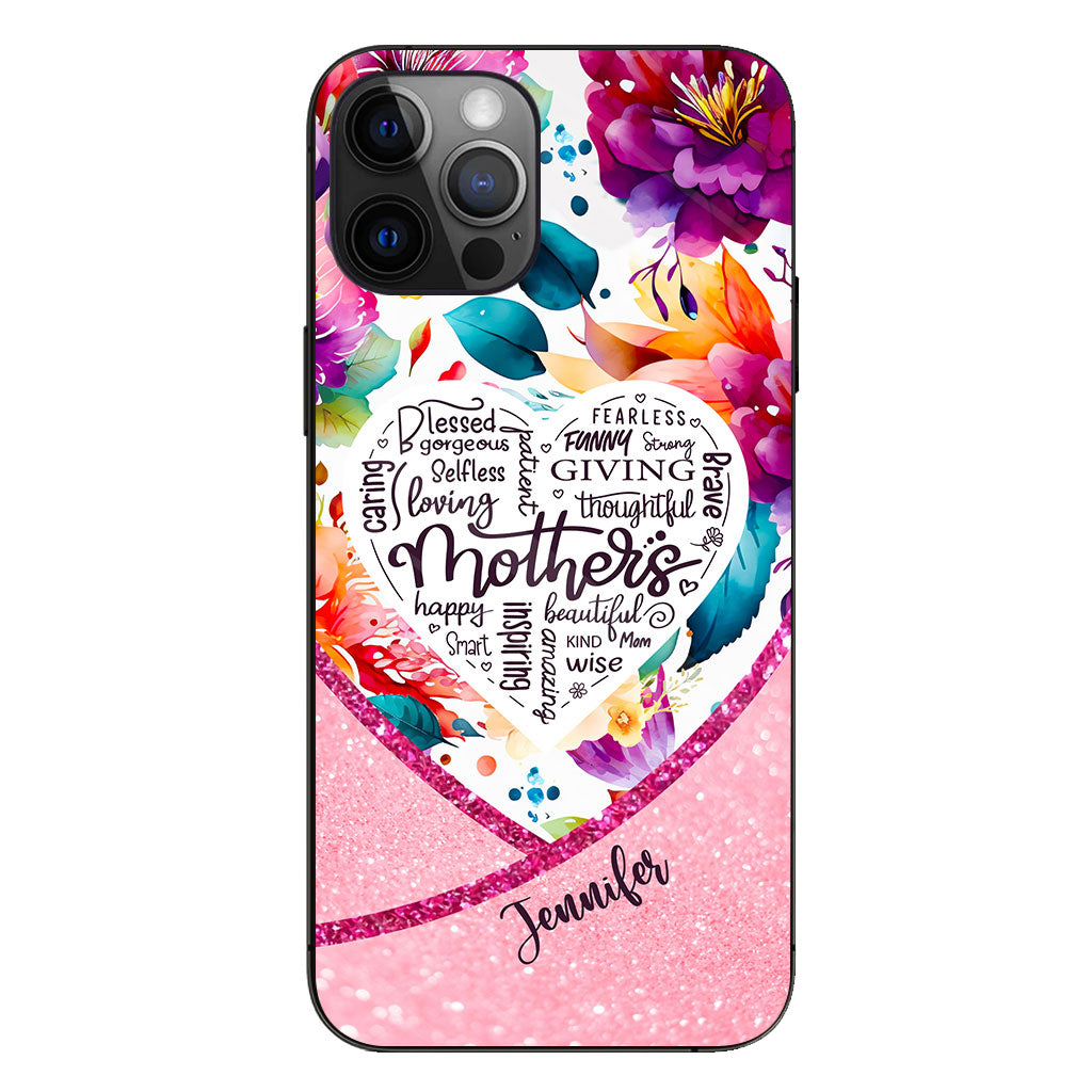 Coque de téléphone transparente personnalisée « Maman est belle » à motif floral vibrant