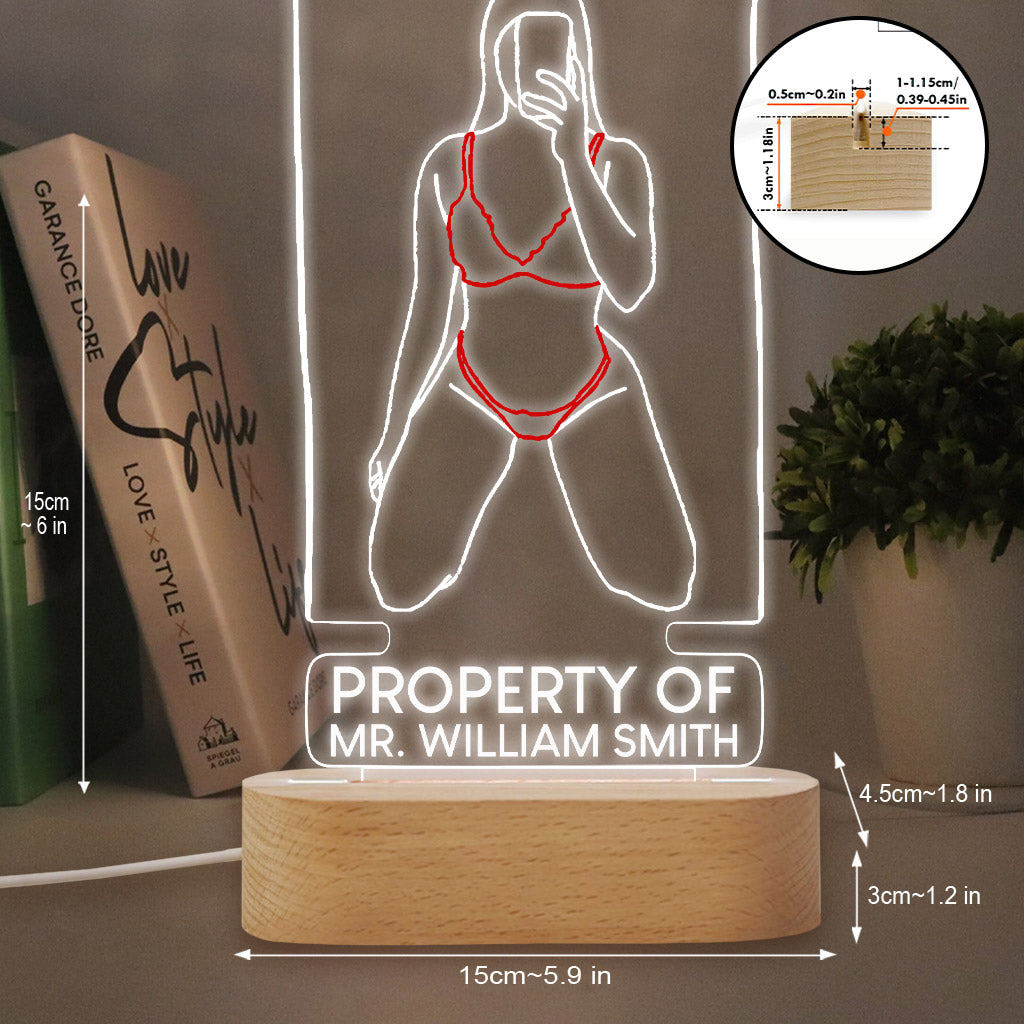 Property Of My Boyfriend/ Girlfriend - Personalized Couple Shaped Plaque Light Base