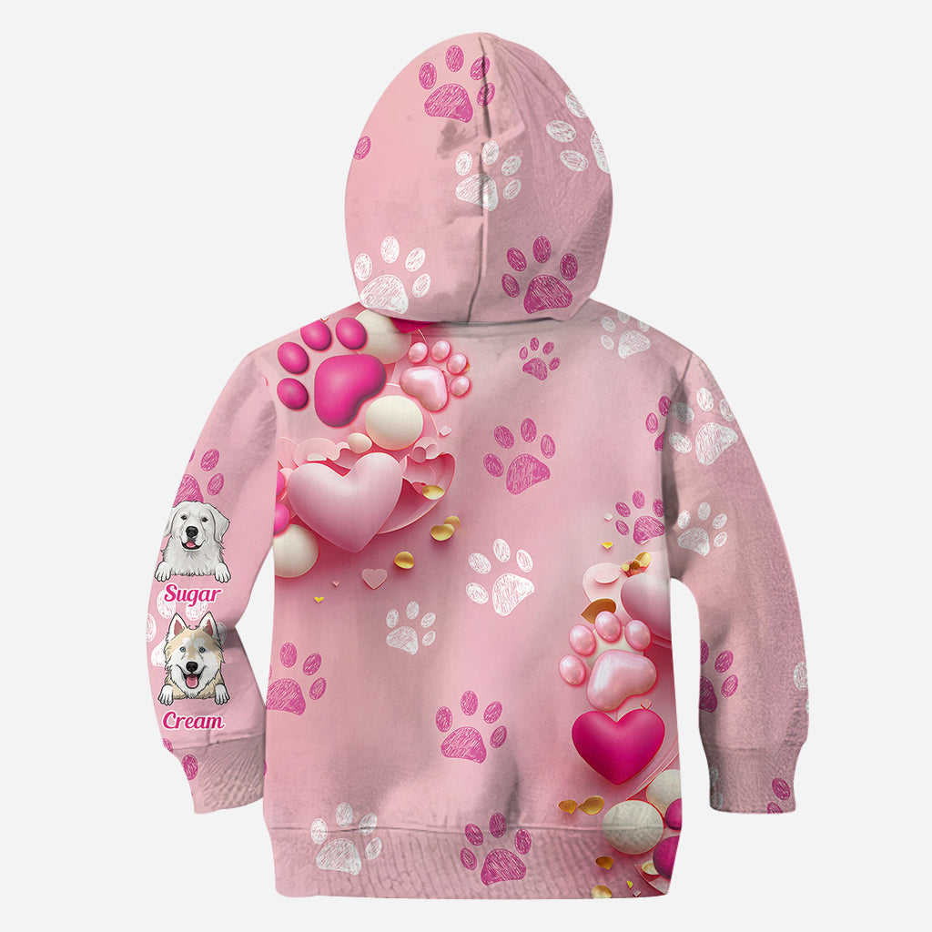 Dog Cat Mama Fur Mom 3D Pink Heart - Personalized Dog All Over Shirt