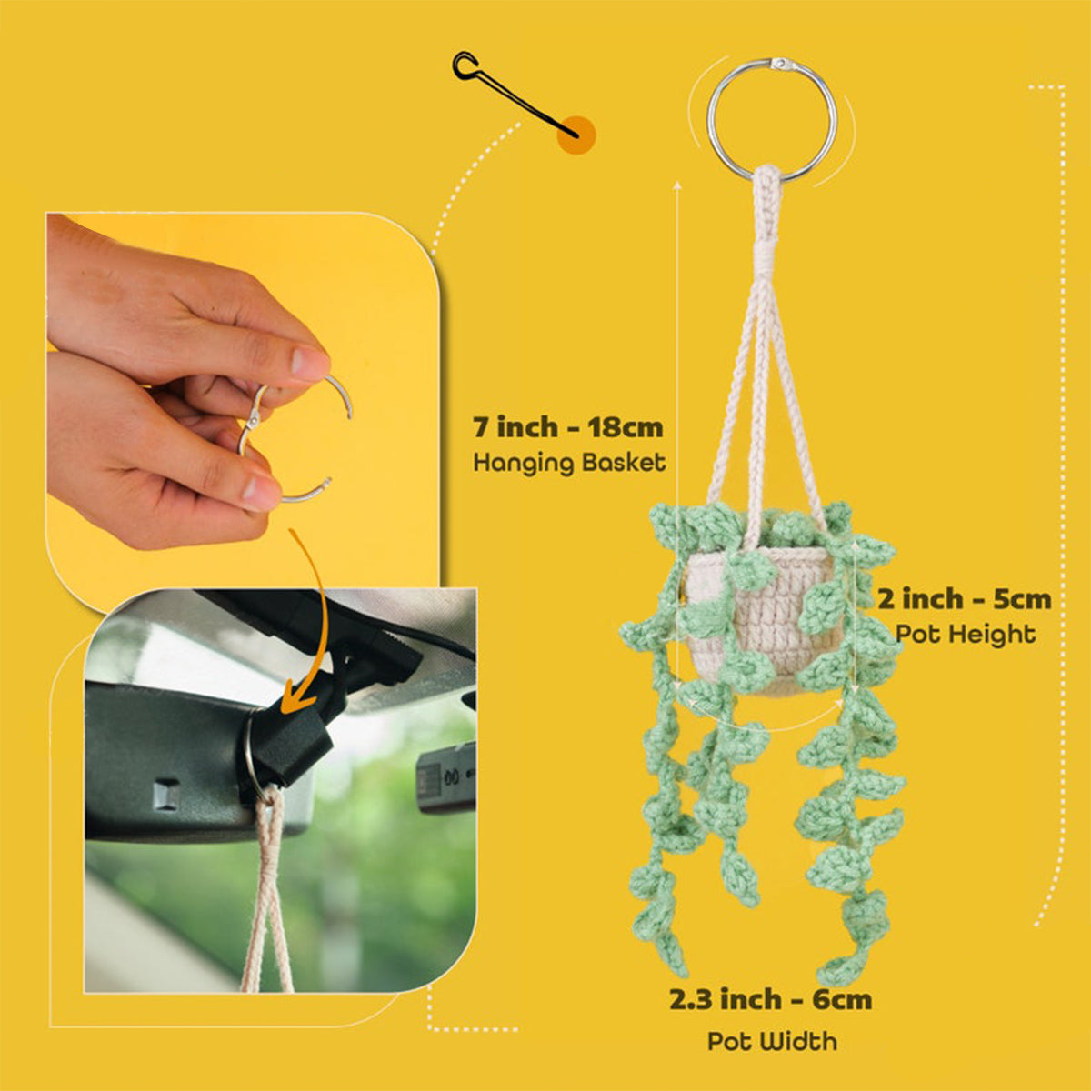 Any Message - Crochet Plant Car Décor