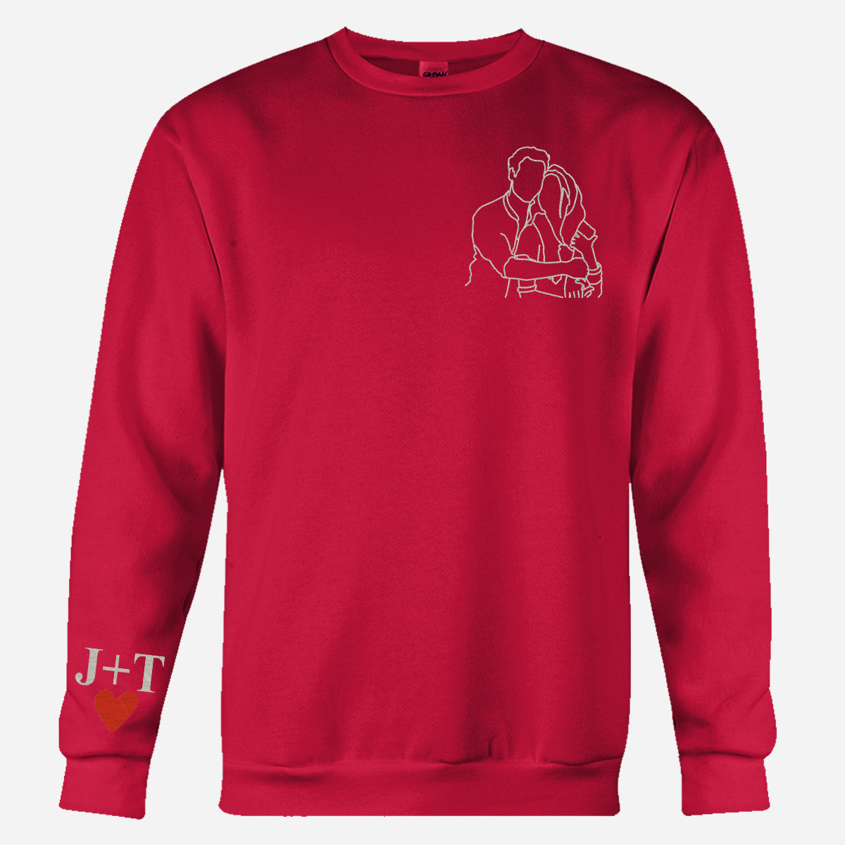Pull brodé personnalisé pour couple avec photo au trait