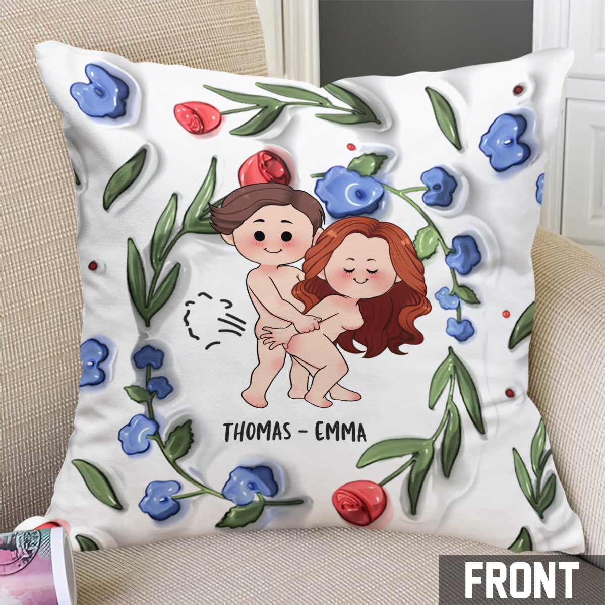 Je t'aime encore - Coussin décoratif personnalisé pour couple