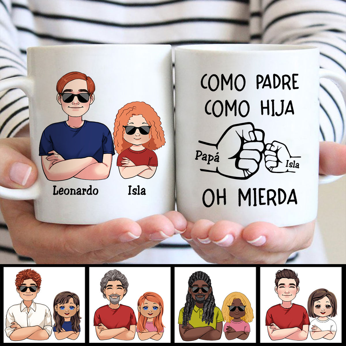 Como Padre Como Hija Oh Mierda - Tasse père personnalisée