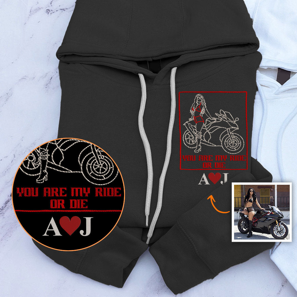 Ride Or Die - Personalized Biker Embroidered Hoodie