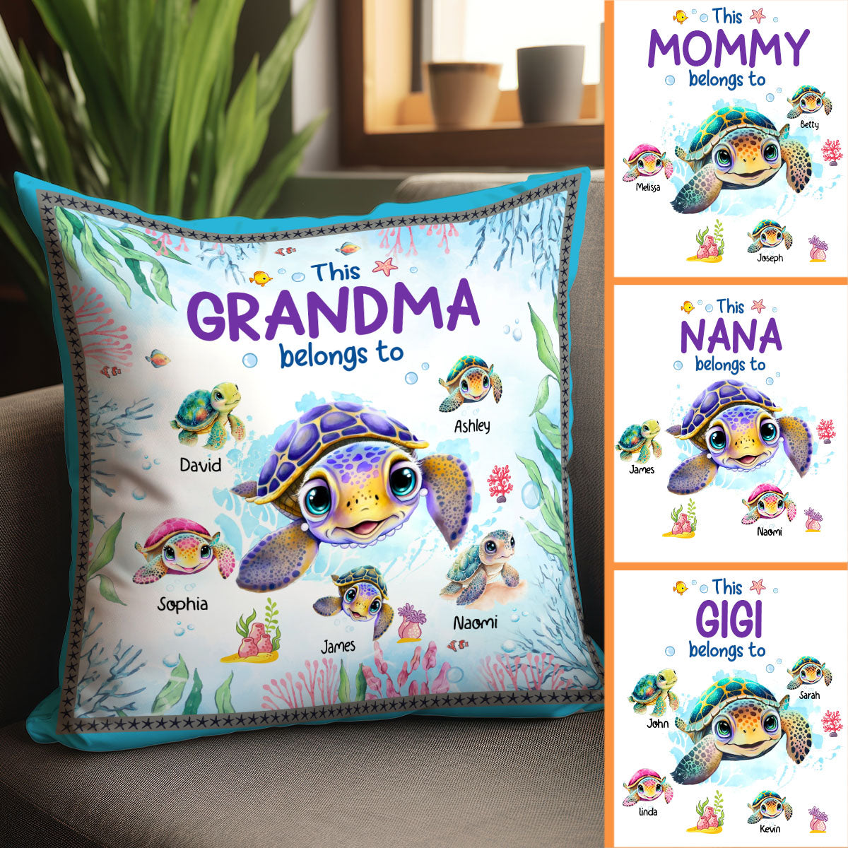 Ce coussin décoratif personnalisé « Cette grand-mère appartient à »