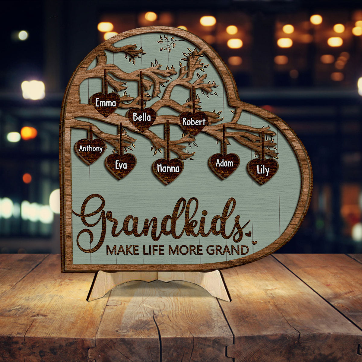 Les petits-enfants rendent la vie plus belle - Plaque en bois personnalisée pour grand-mère (2 couches)