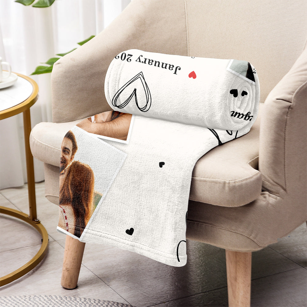 Photos et calendrier personnalisés « Le jour de notre rencontre » - Couverture personnalisée pour couple