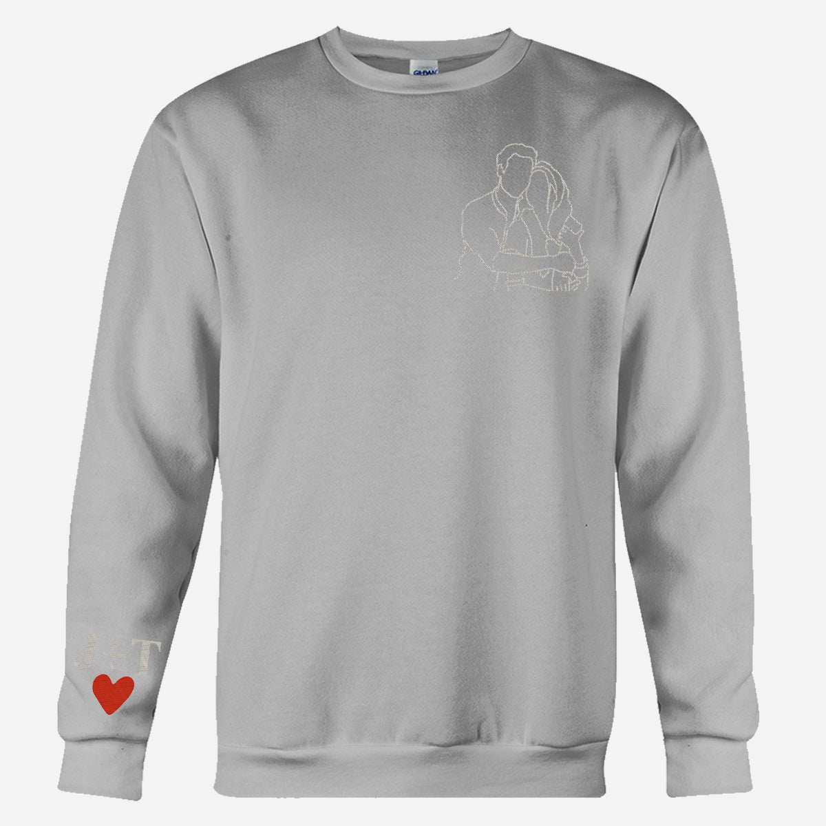 Pull brodé personnalisé pour couple avec photo au trait