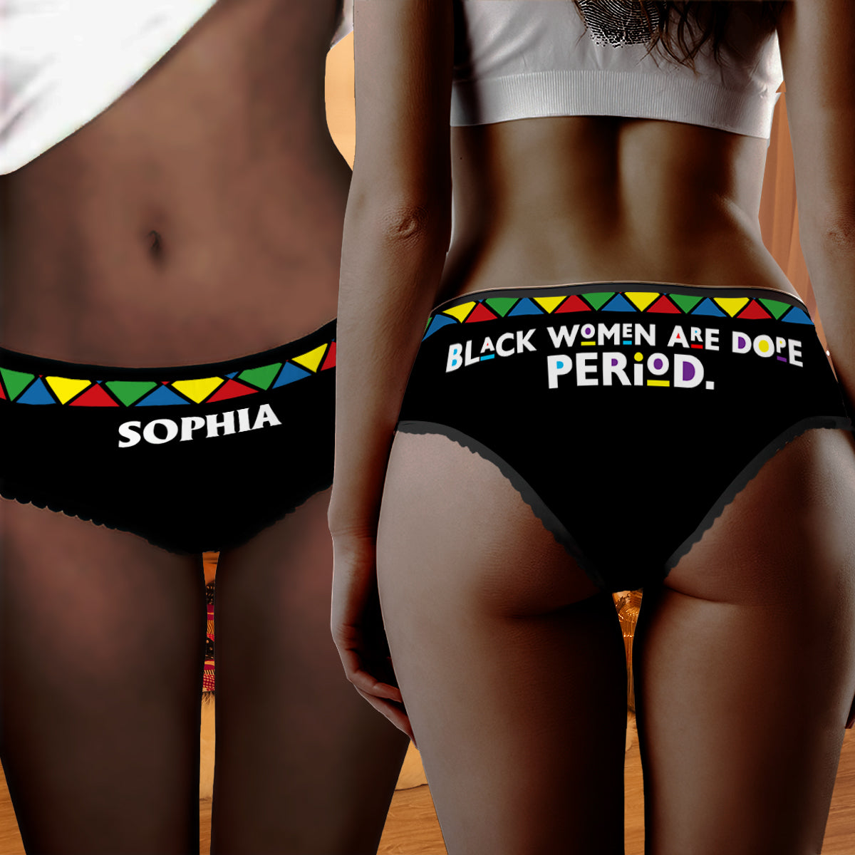 Les femmes noires sont géniales, point final - Culottes personnalisées avec bordure en dentelle afro-américaine pour femmes