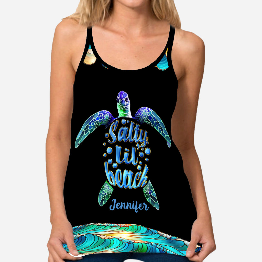 Débardeur personnalisé à motif vitrail coloré Salty Lil Beach - Tortues croisées