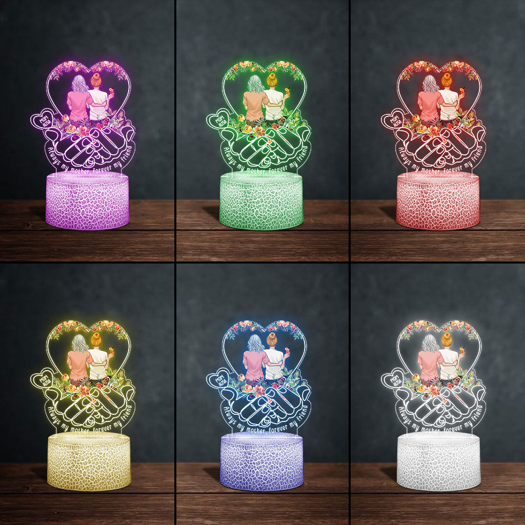Toujours ma mère, pour toujours mon amie - Plaque lumineuse personnalisée en forme de mère